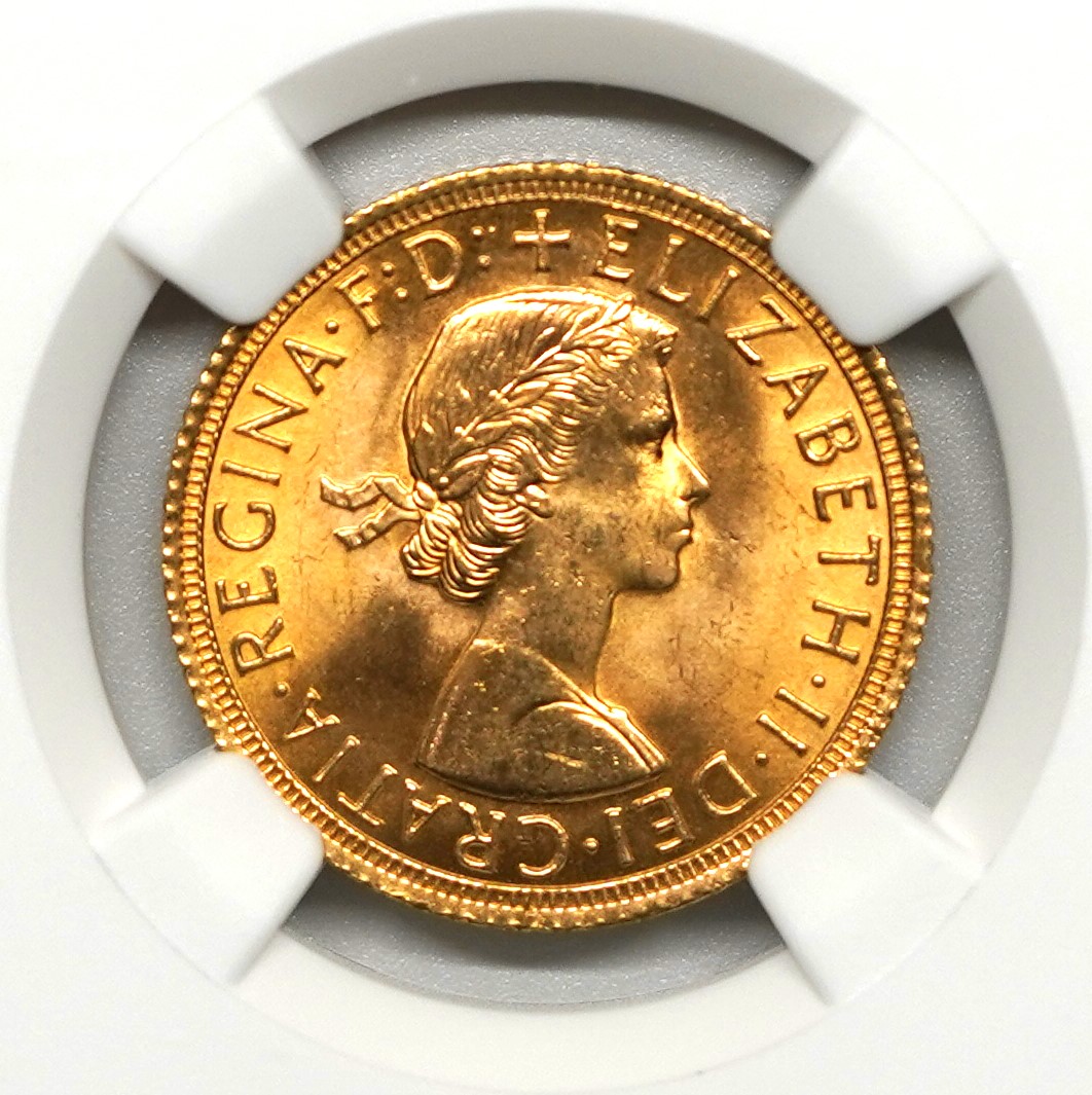 イギリスソブリン金貨  (エリザベス女王) エリザベス女王 ソブリン金貨 ヤングヤング エリザベス 1958年製